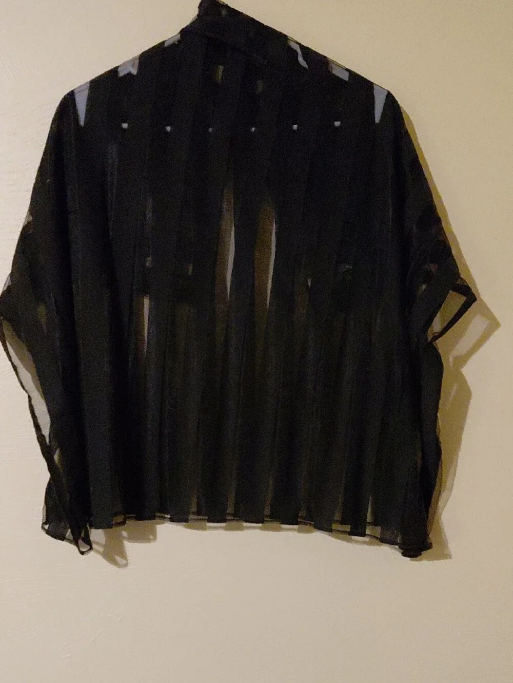 Source Unknown Black Sheer Striped Scarf Wrap